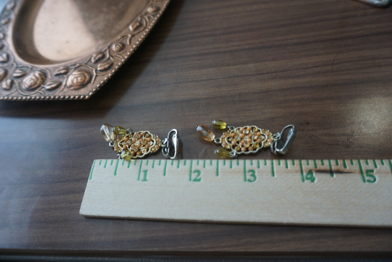Vintage Clip-On Earrings with Yellow Accents