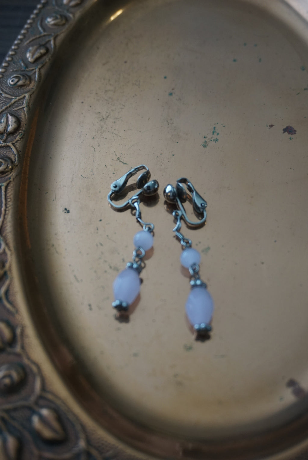 Silver Dangle Earrings with Pink Beads