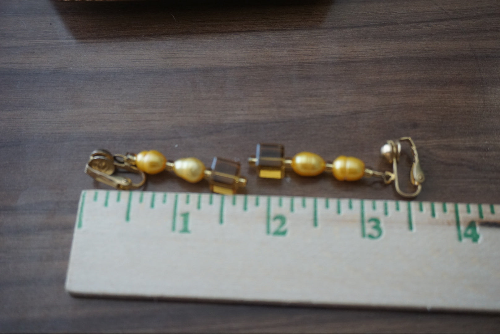 Vintage Yellow Beaded Dangle Earrings