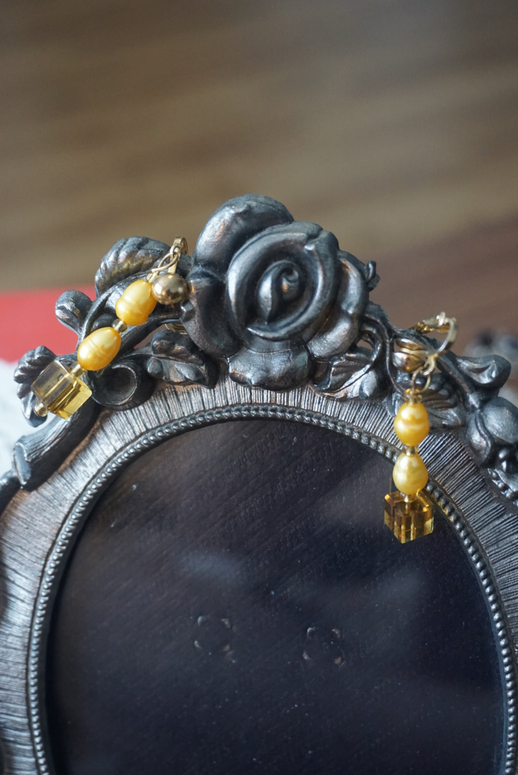 Vintage Yellow Beaded Dangle Earrings
