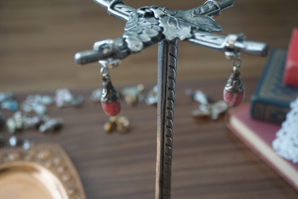 Pink Stone Drop Earrings