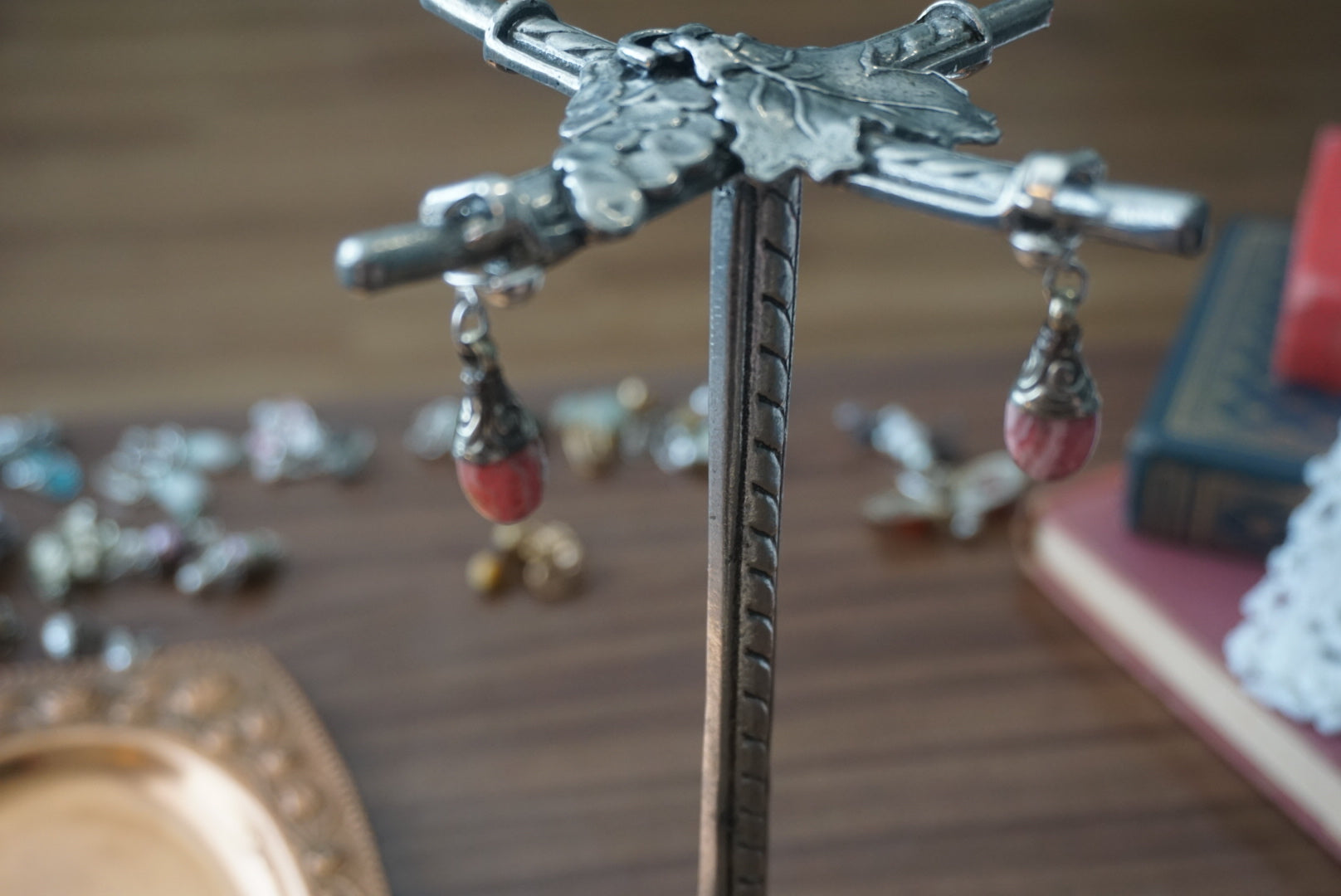 Pink Stone Drop Earrings