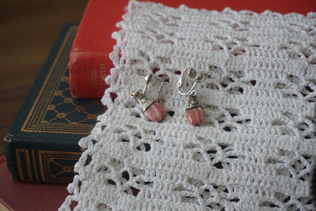 Pink Stone Drop Earrings