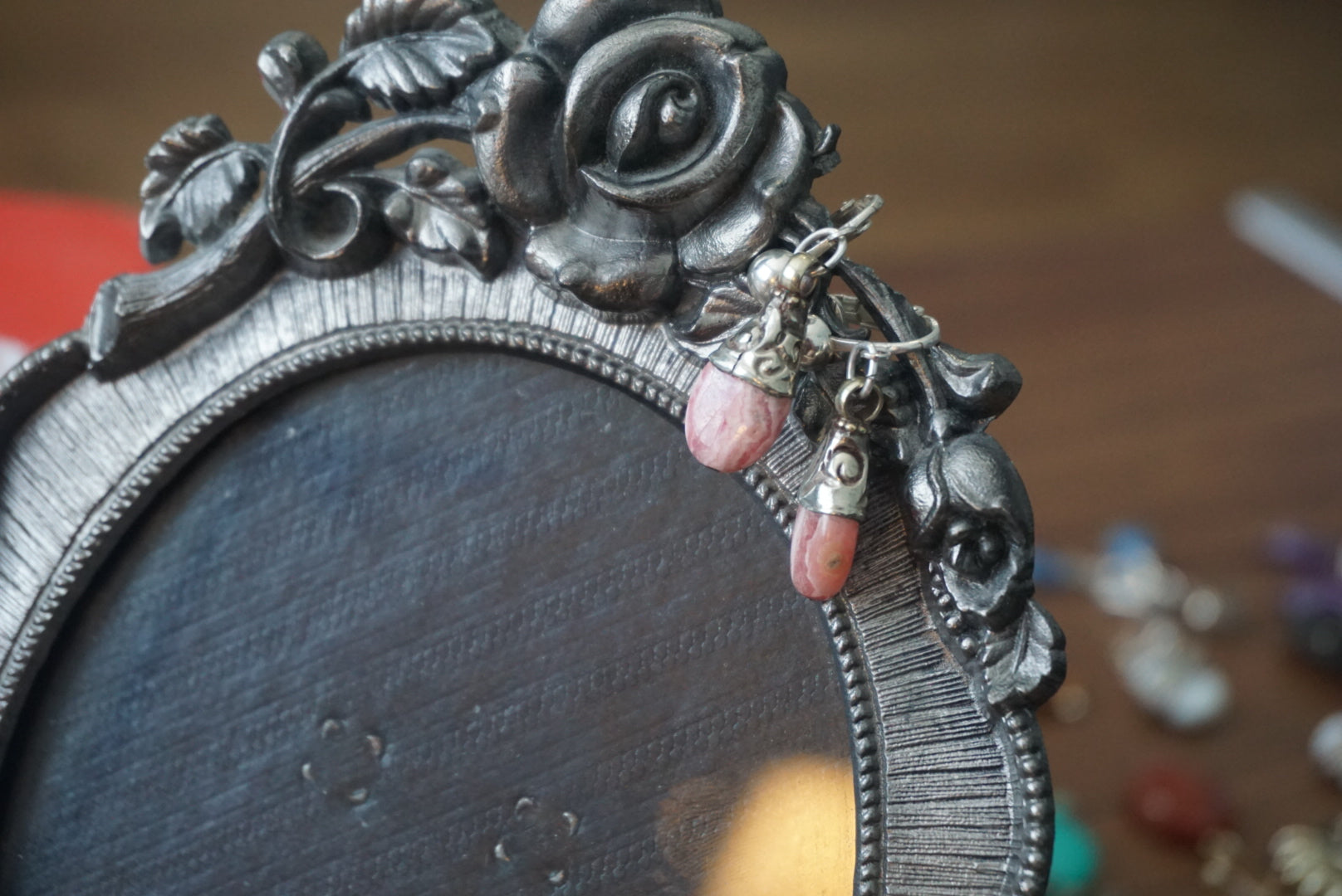 Pink Stone Drop Earrings