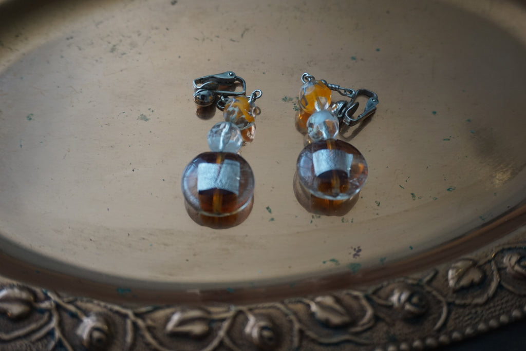 Elegant Silver and Amber Dangle Earrings