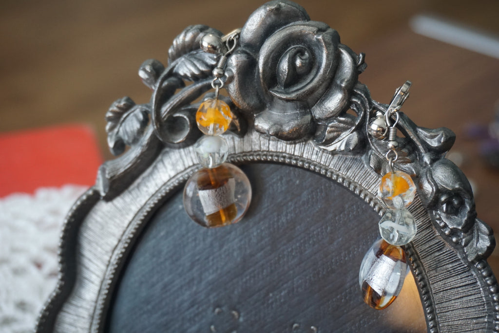 Elegant Silver and Amber Dangle Earrings