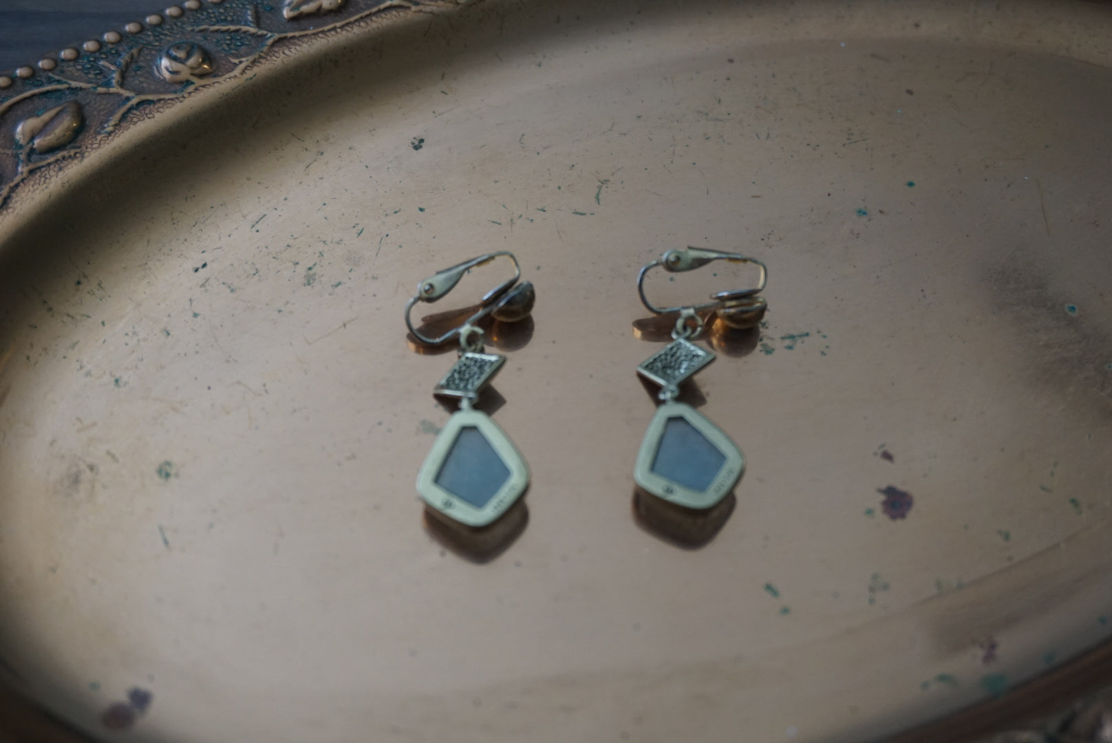 Elegant Gold and Green Earrings