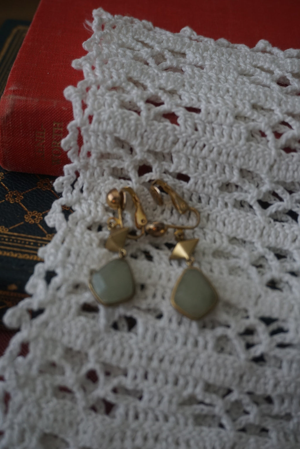 Elegant Gold and Green Earrings