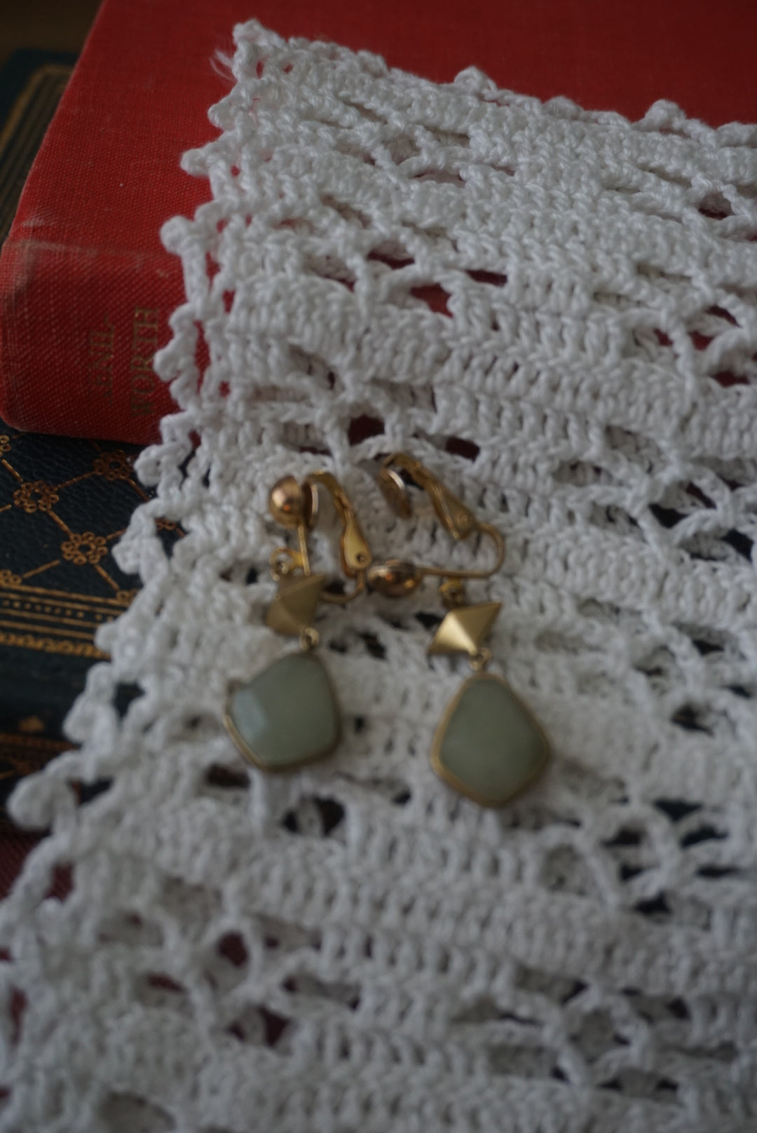 Elegant Gold and Green Earrings