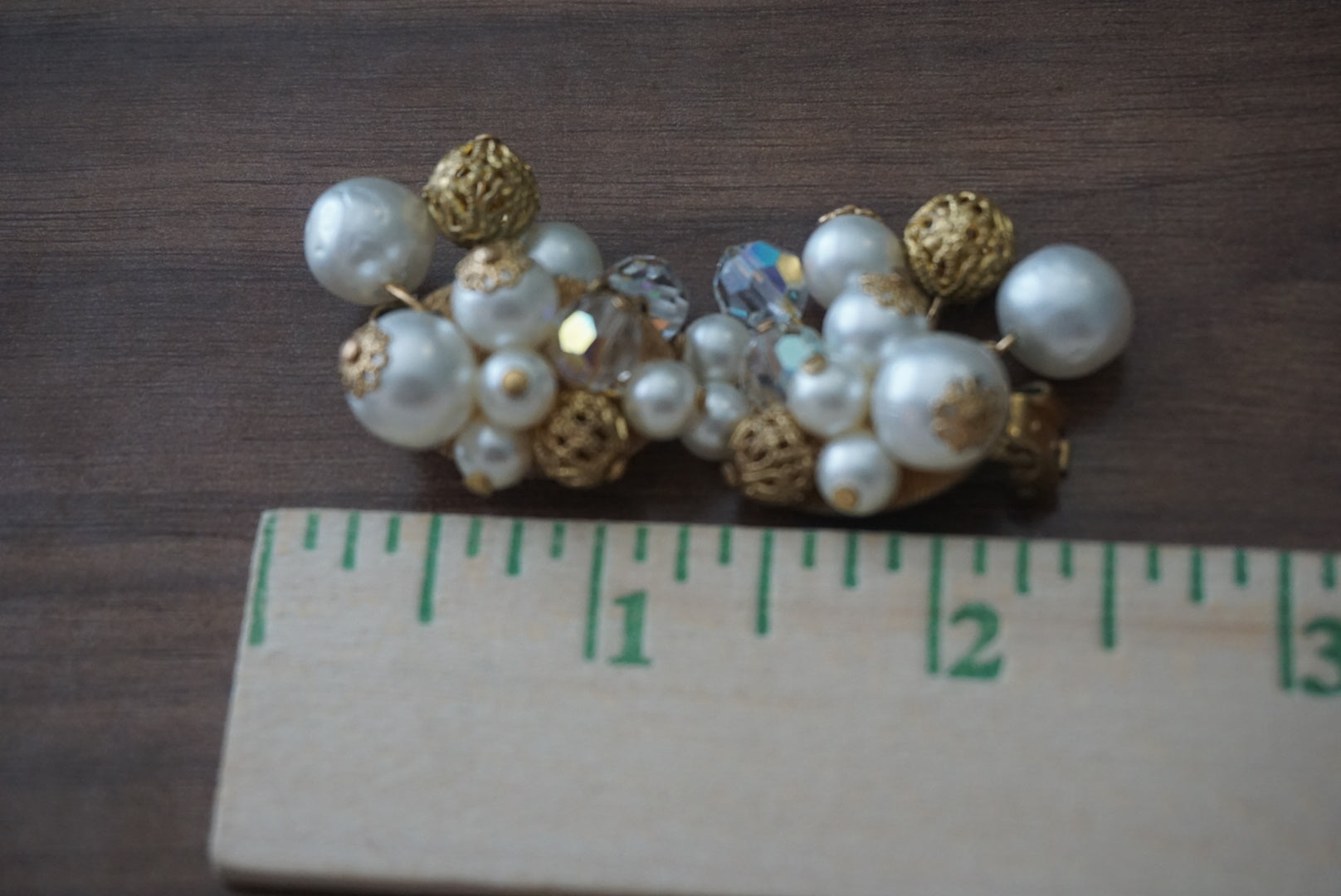 Vintage Gold Pearl Cluster Earrings