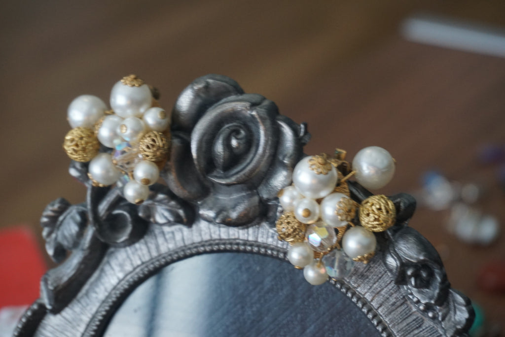 Vintage Gold Pearl Cluster Earrings