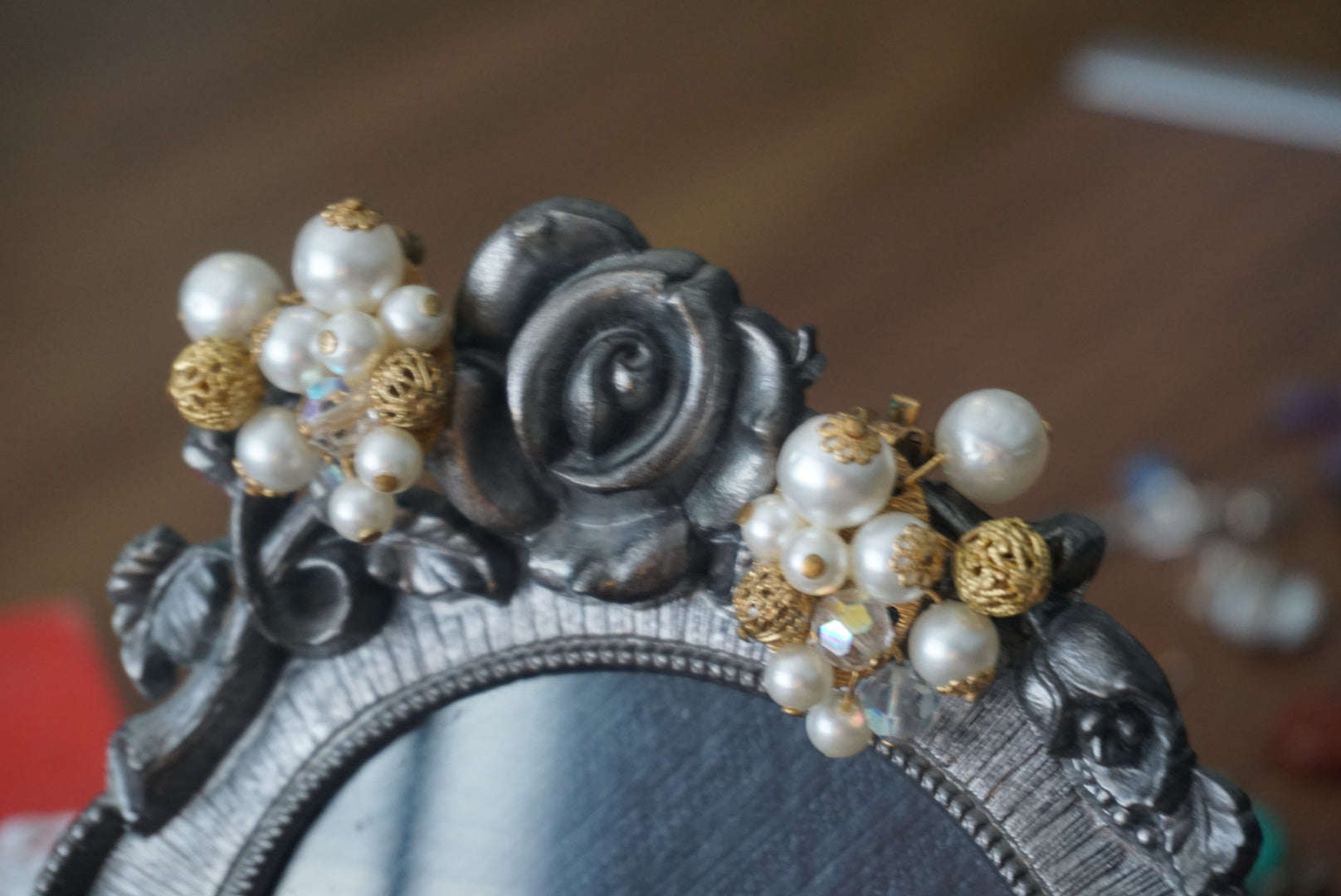Vintage Gold Pearl Cluster Earrings