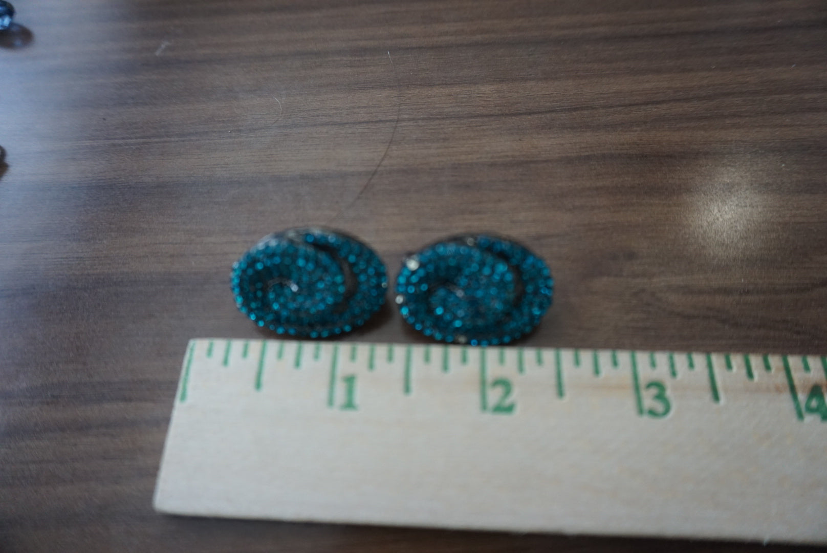 Teal Blue Vintage Clip-On Earrings
