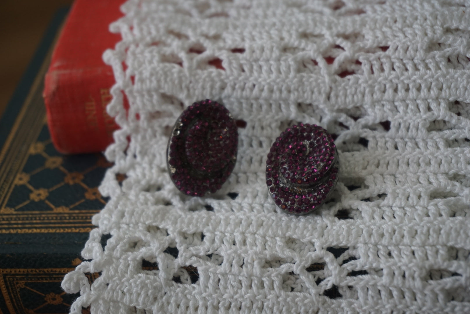 Vintage Glittery Clip-On Earrings