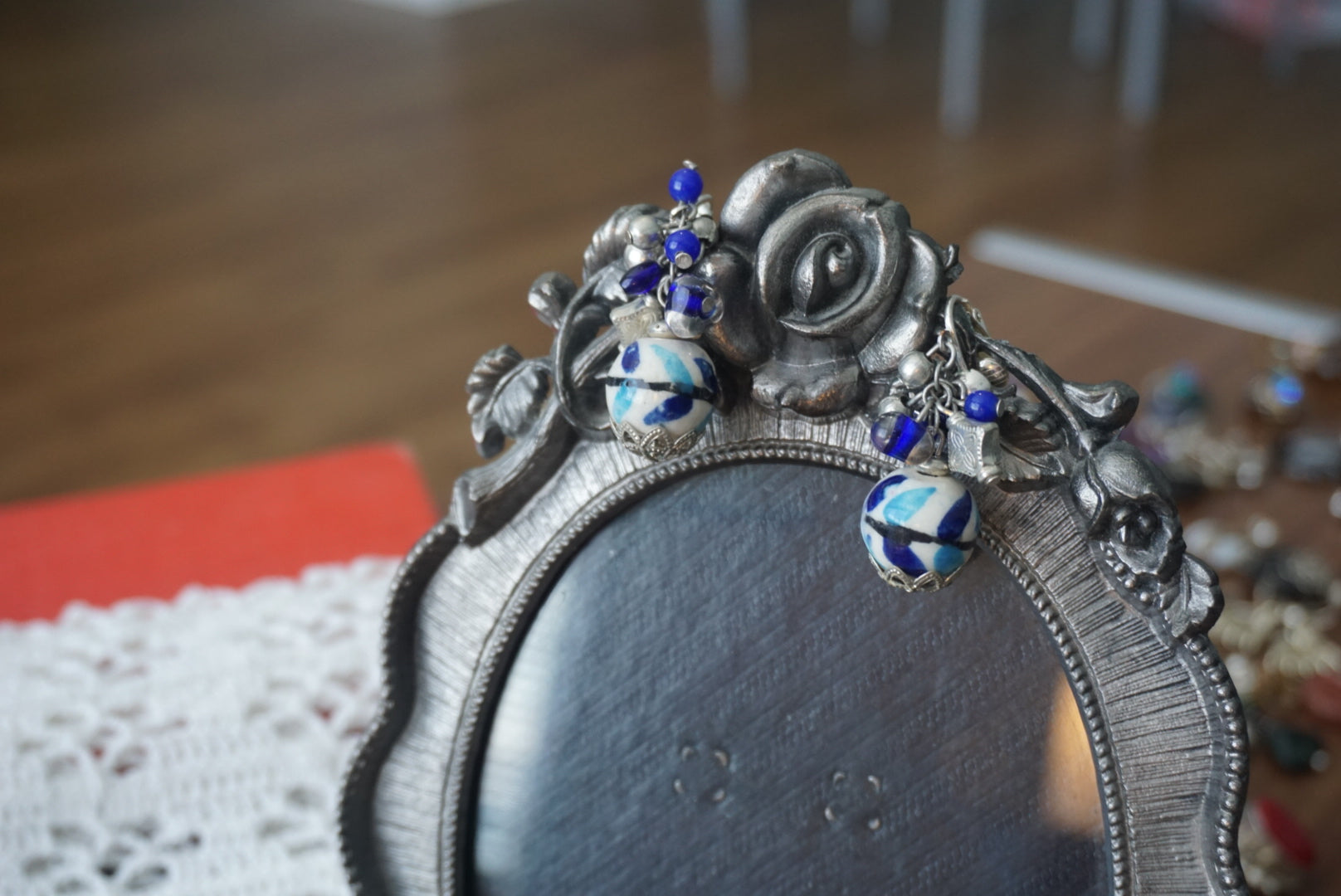 Blue and White Ceramic Bead Earrings