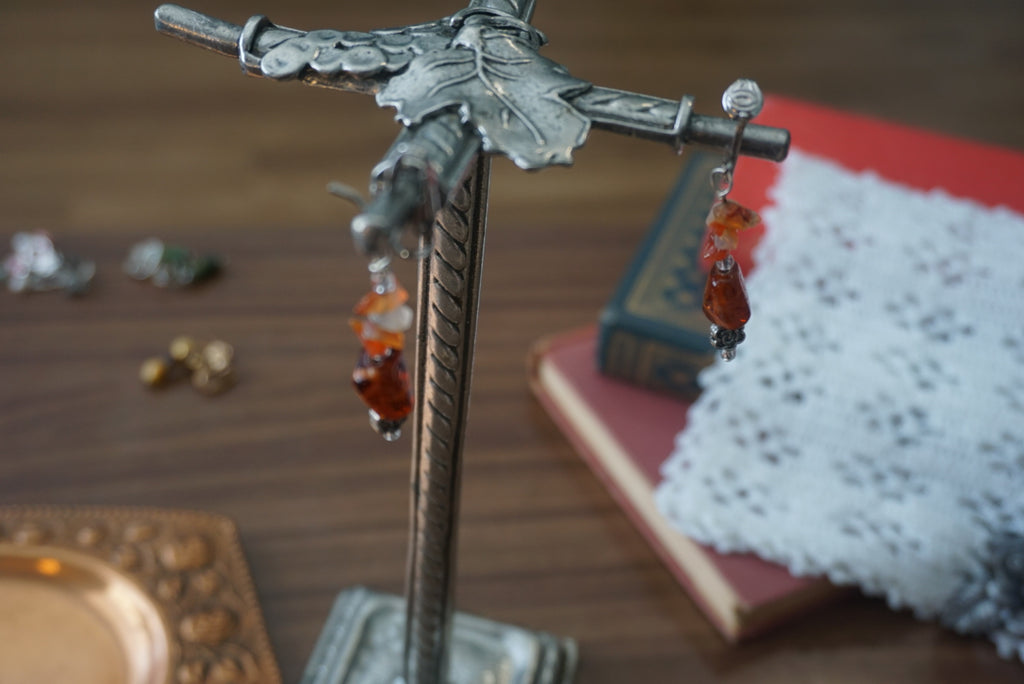 Amber and Silver Earrings