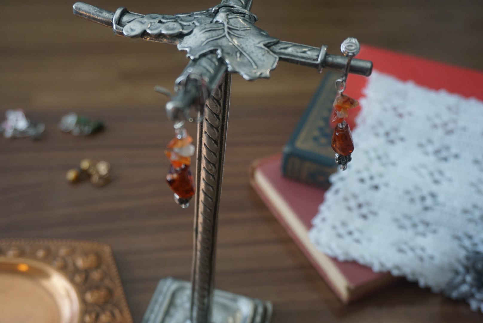 Amber and Silver Earrings