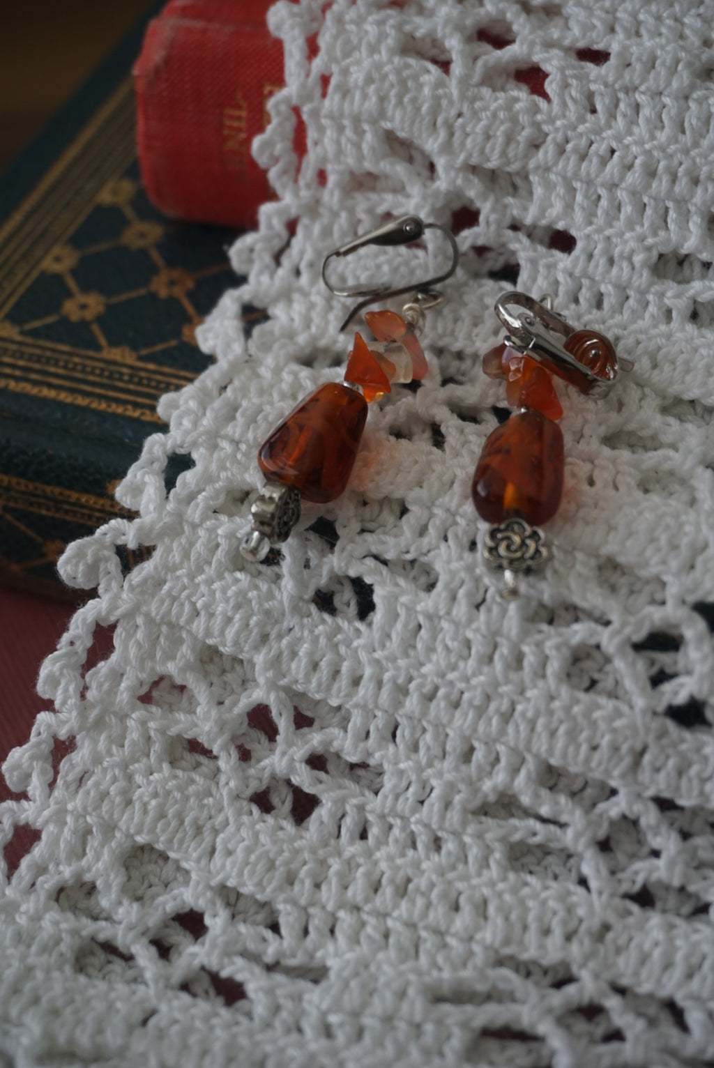 Amber and Silver Earrings