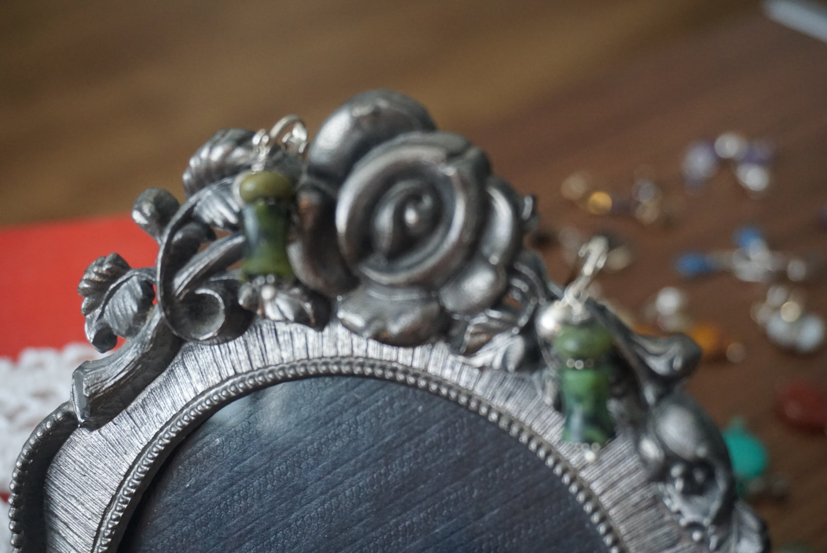Green Stone Clip-On Earrings