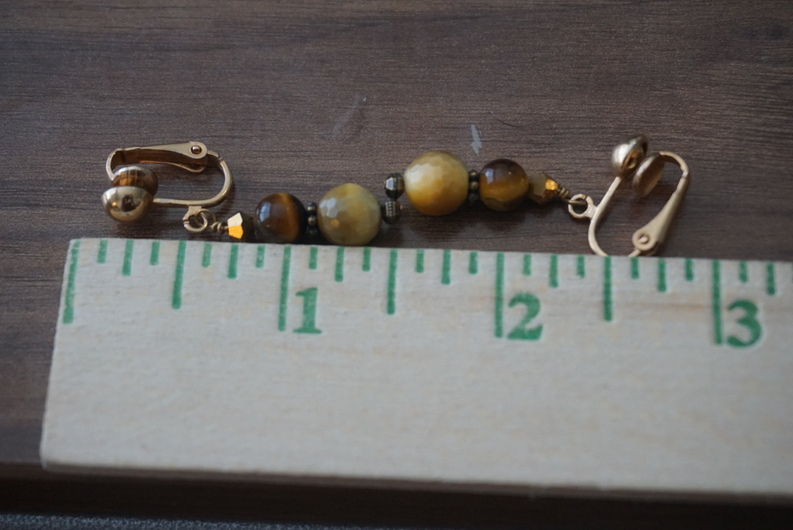 Gold Tone Beaded Dangle Earrings