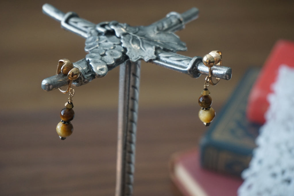 Gold Tone Beaded Dangle Earrings