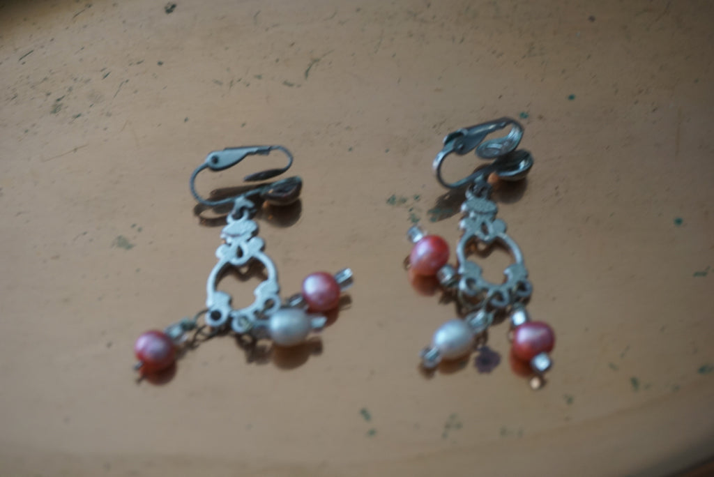Silver and Pearl Drop Earrings