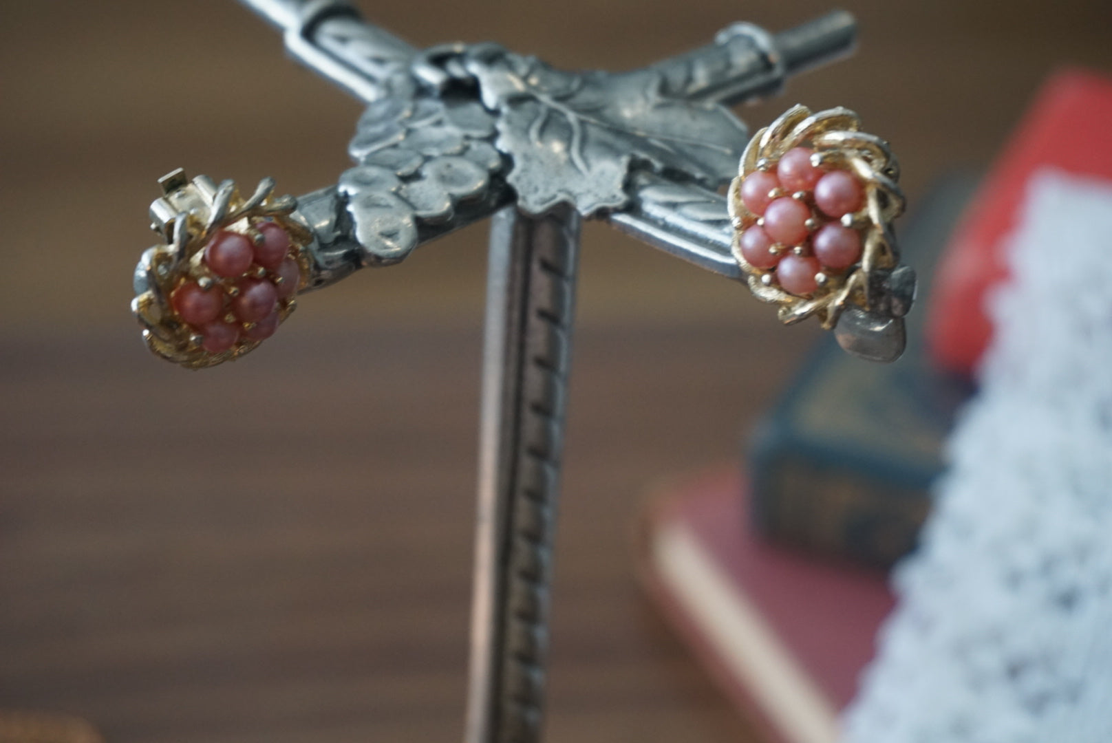 Vintage Pink Pearl Clip-On Earrings