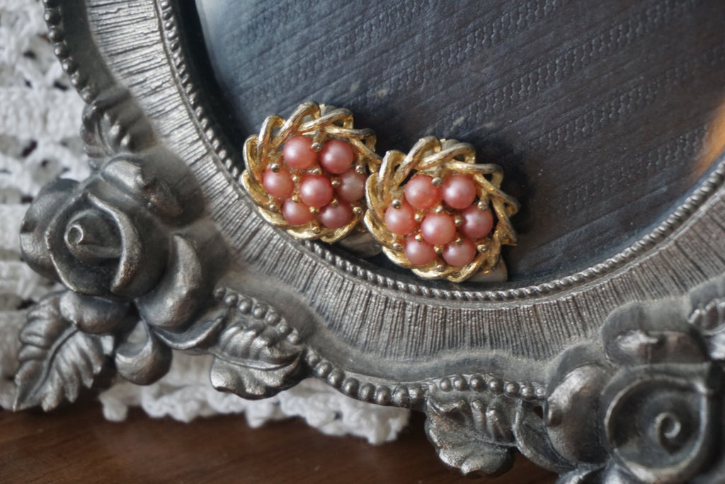 Vintage Pink Pearl Clip-On Earrings