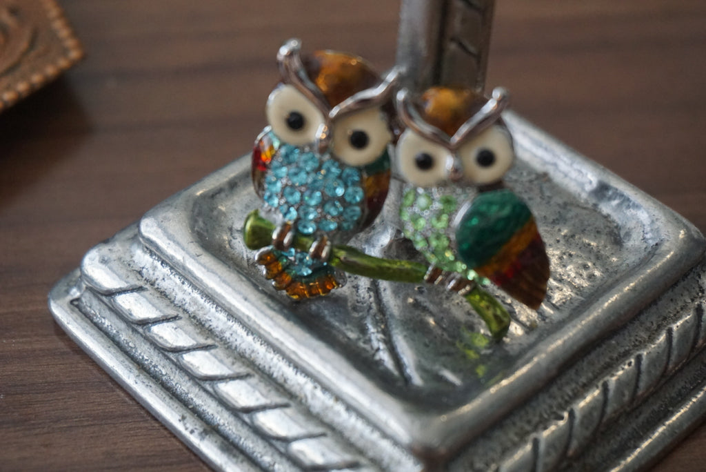 Owl Brooch Pin with Colorful Enamel