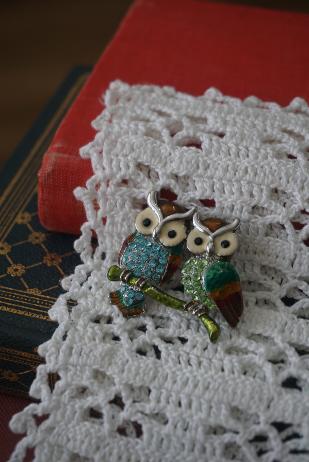 Owl Brooch Pin with Colorful Enamel