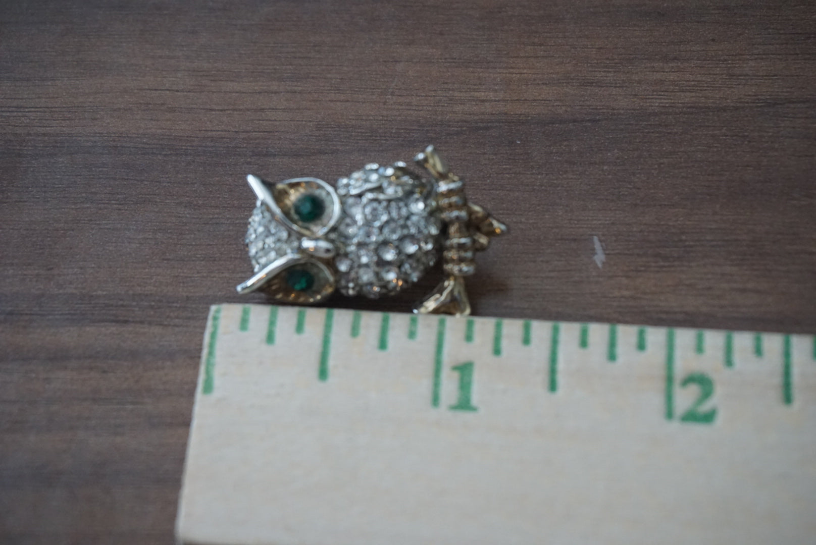 Rhinestone Owl Brooch Pin