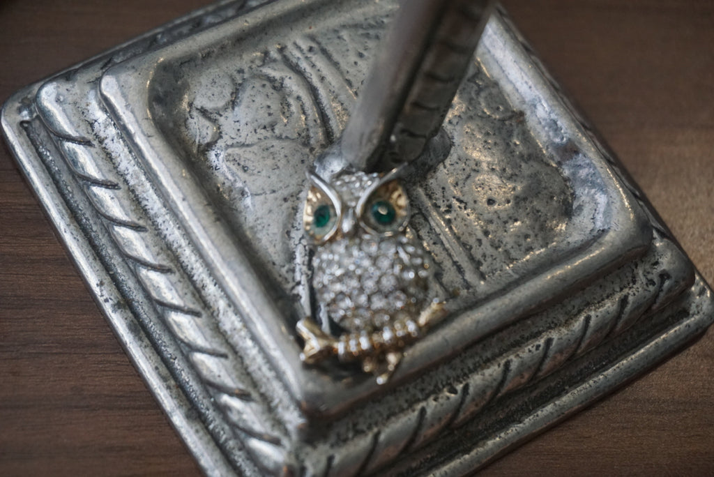 Rhinestone Owl Brooch Pin