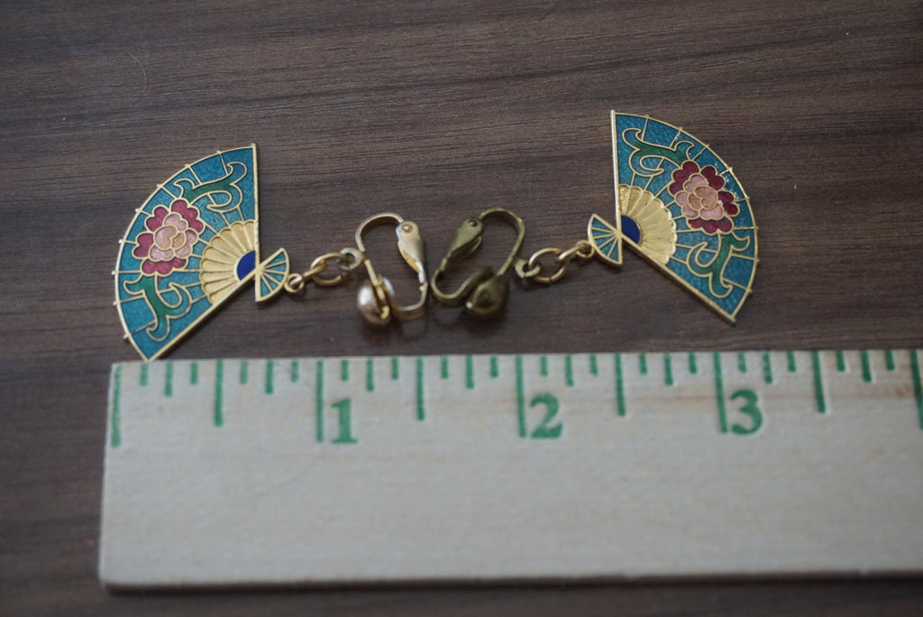 Vintage Fan-Shaped Earrings