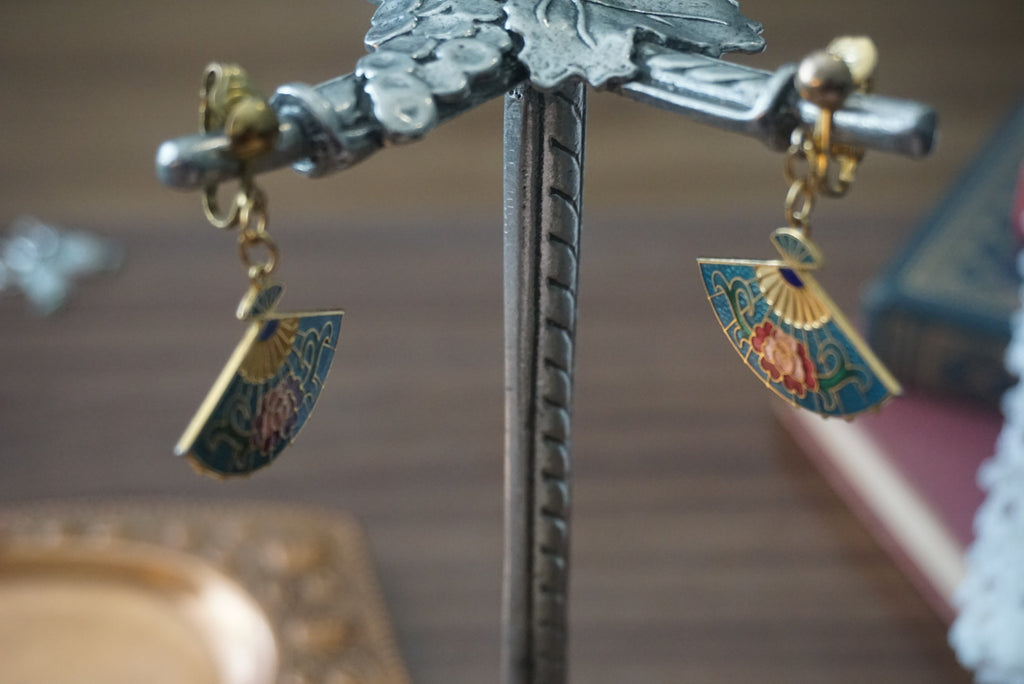 Vintage Fan-Shaped Earrings