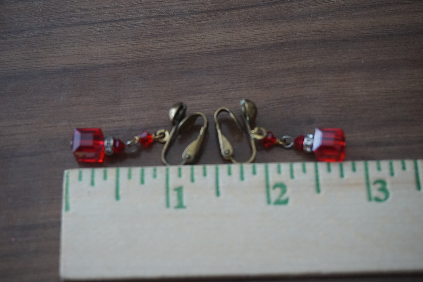 Vintage Red Crystal Clip-On Earrings