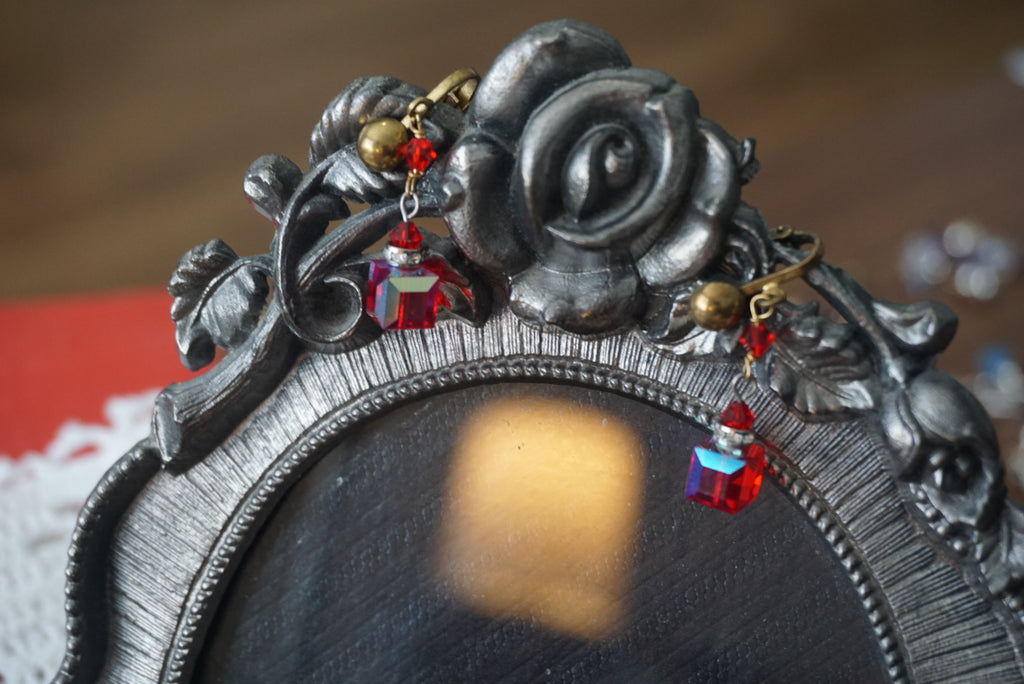 Vintage Red Crystal Clip-On Earrings