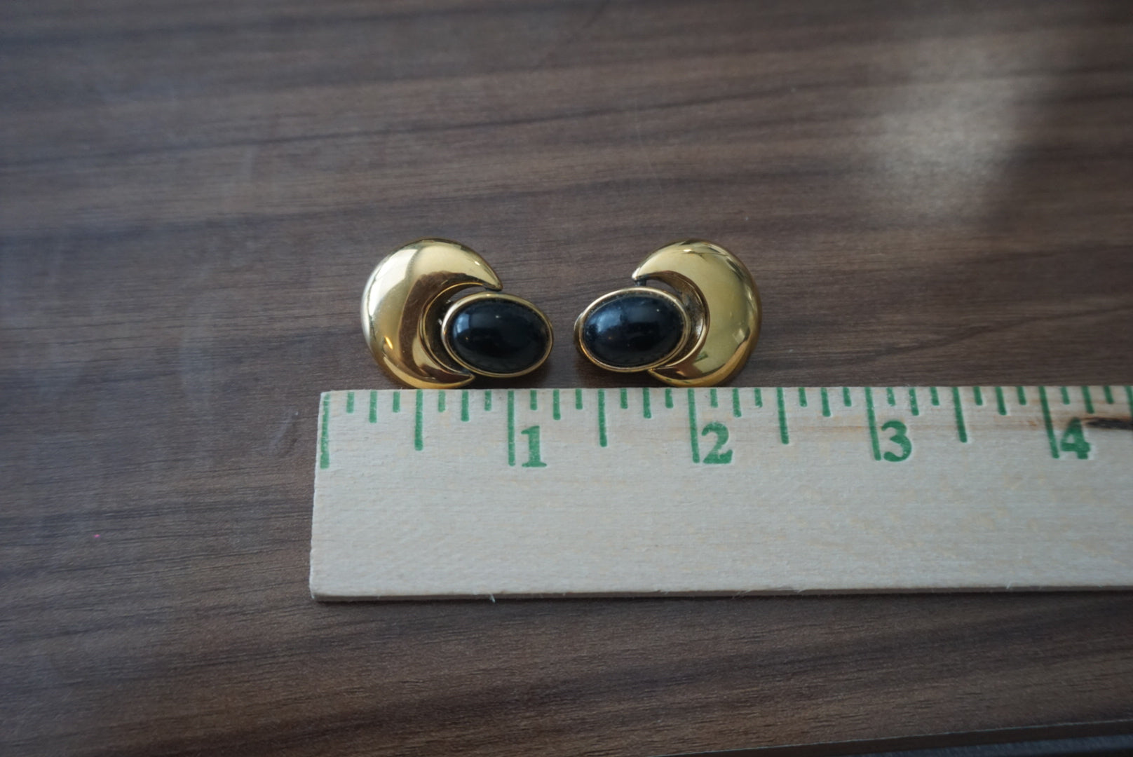 Vintage Statement Earrings Gold and Black