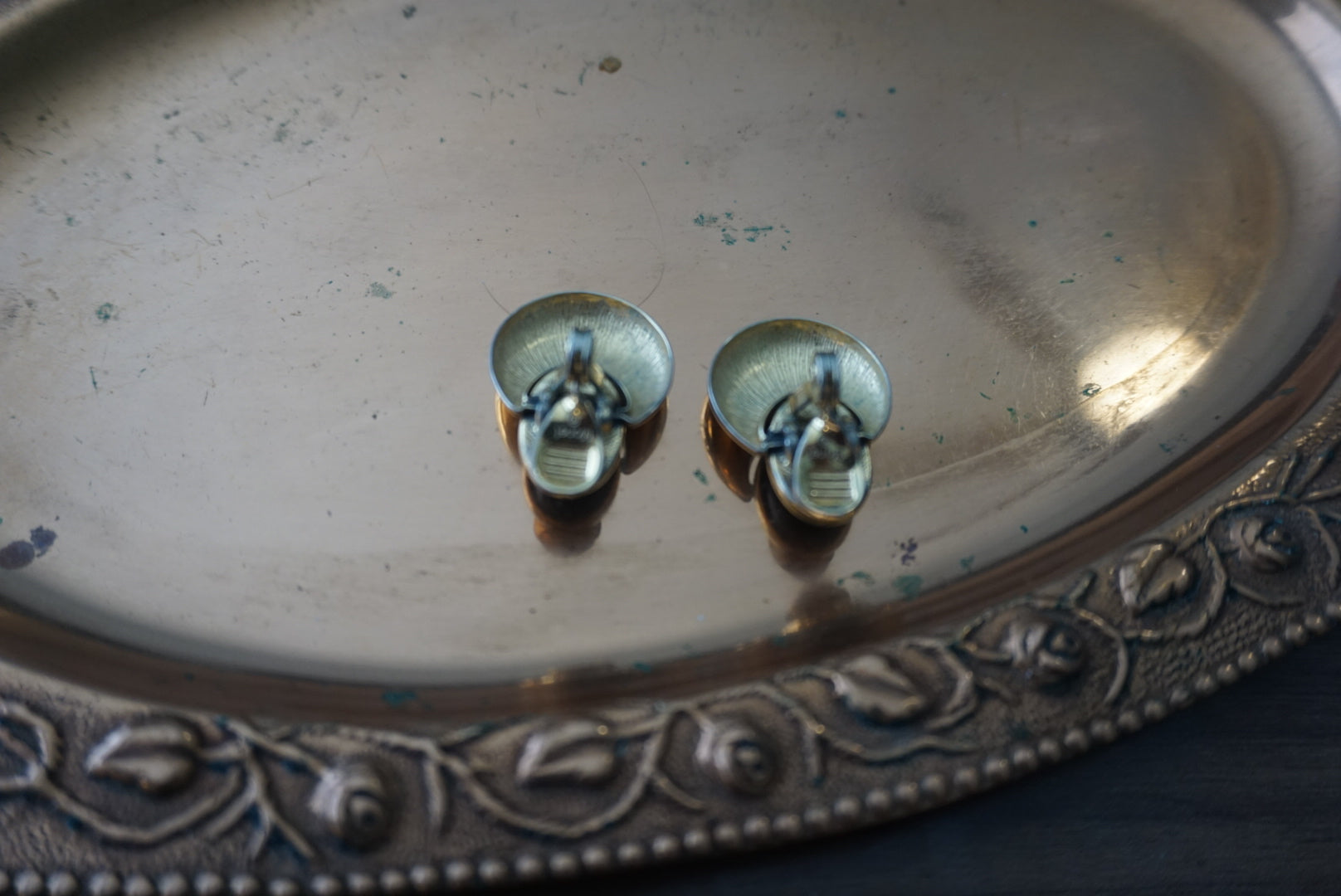 Vintage Statement Earrings Gold and Black