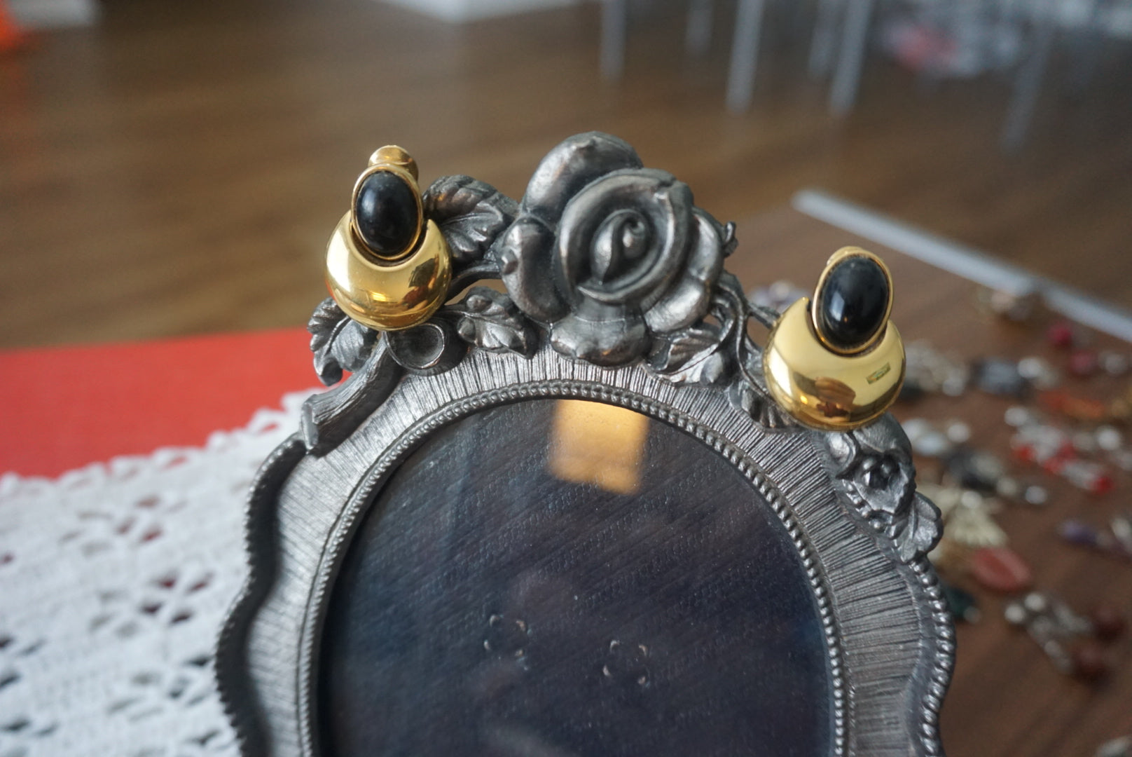 Vintage Statement Earrings Gold and Black