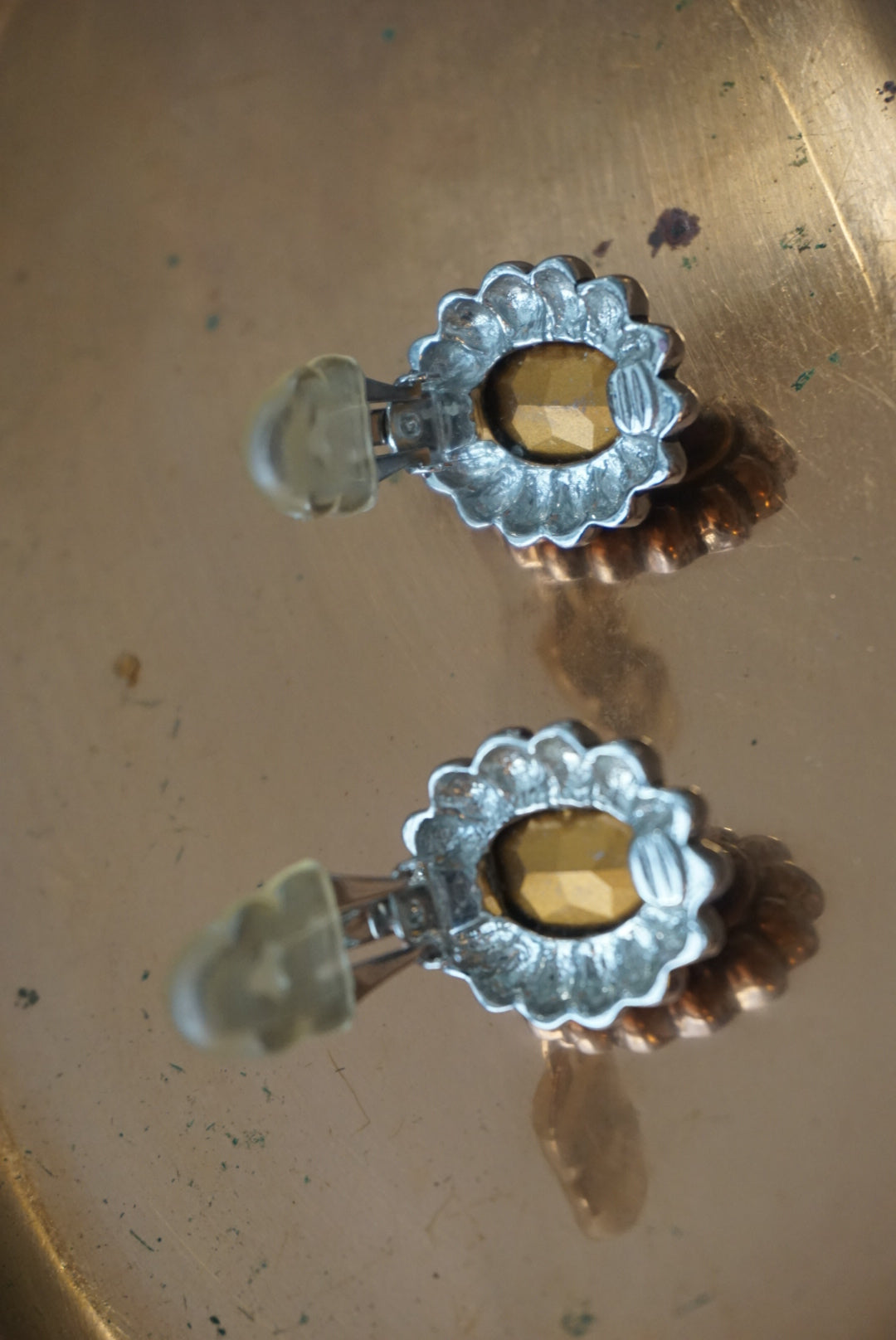Vintage Floral Design Clip-On Earrings