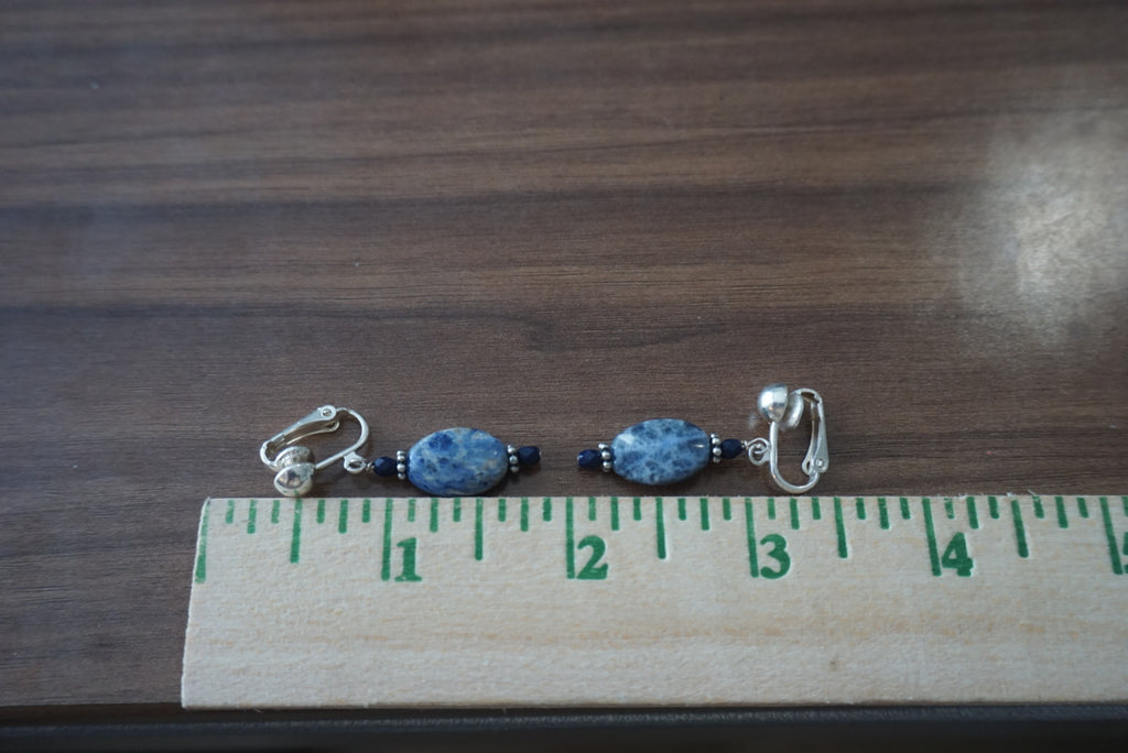 Blue Stone Clip-On Earrings