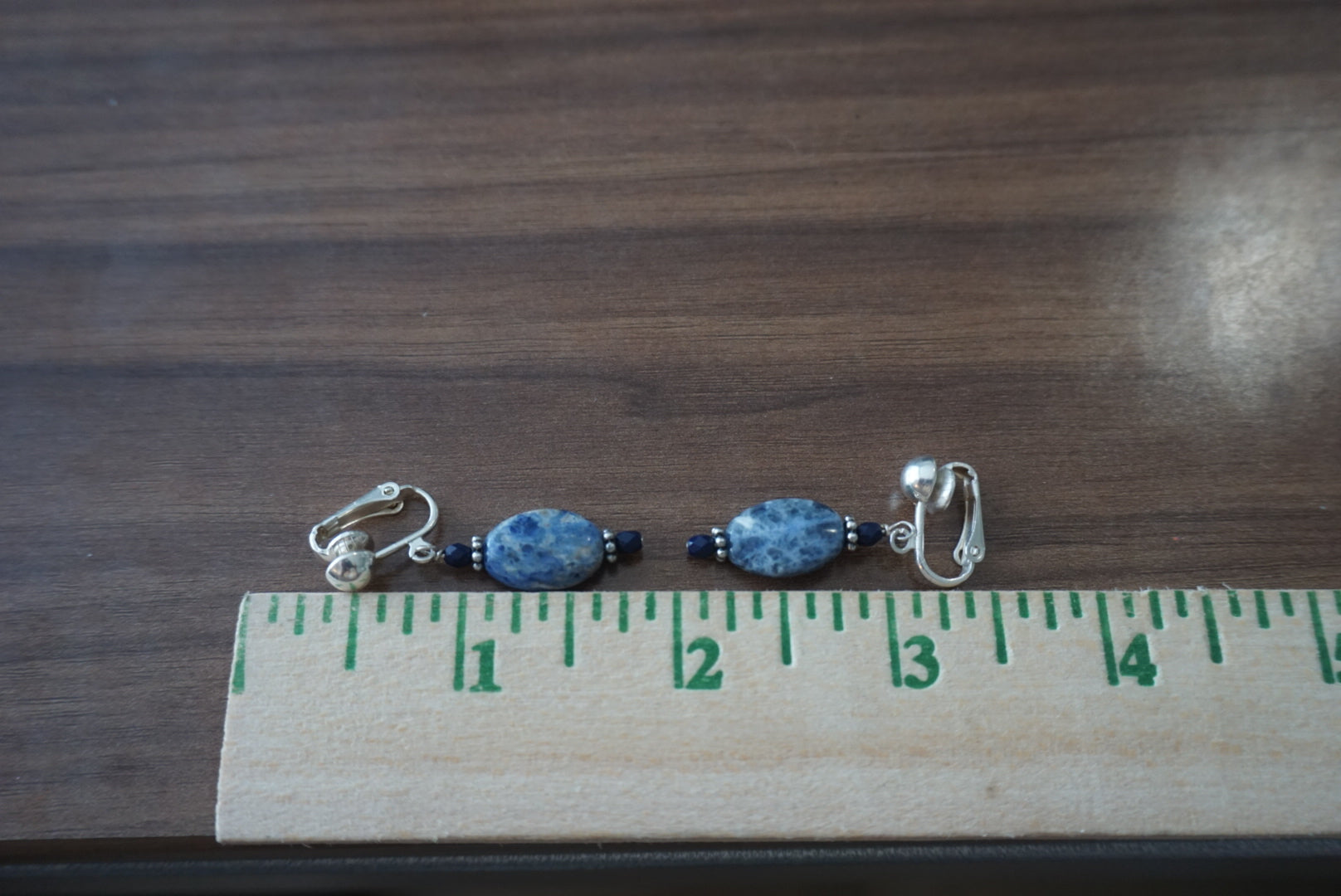 Blue Stone Clip-On Earrings
