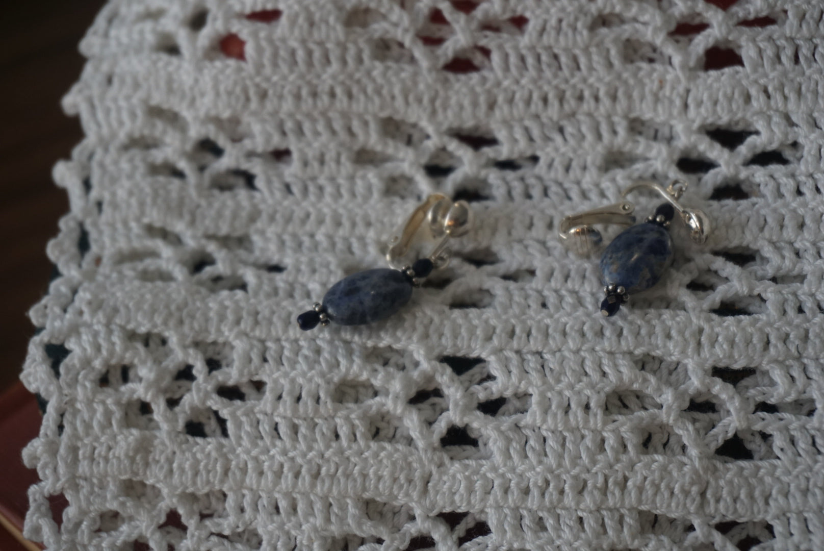 Blue Stone Clip-On Earrings