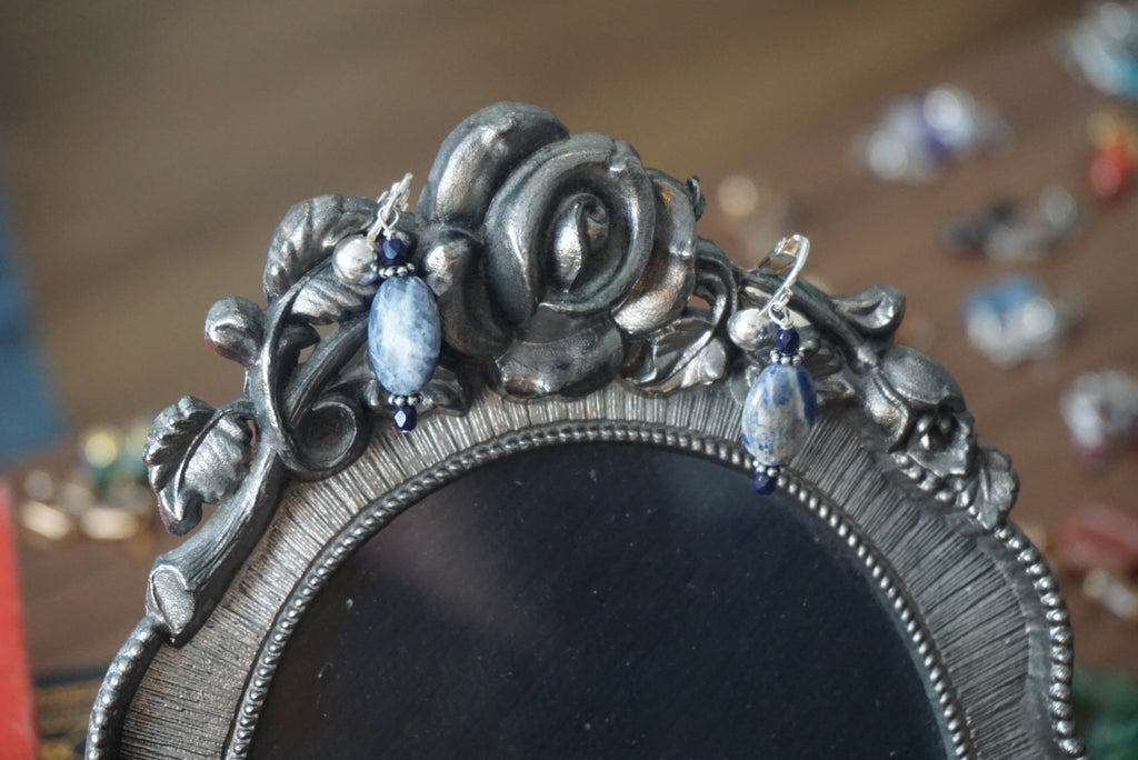 Blue Stone Clip-On Earrings