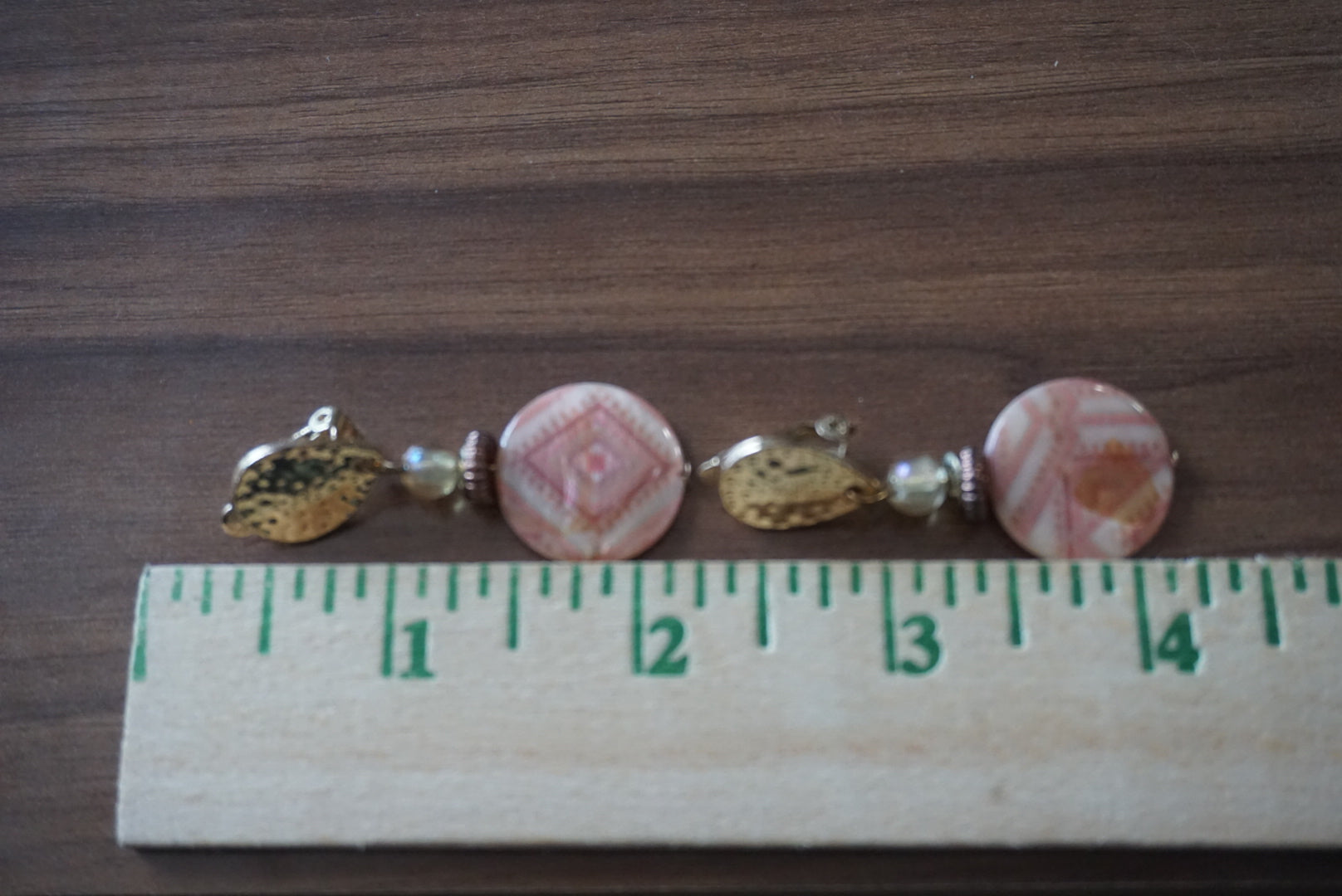 Vintage Pink Beaded Drop Earrings
