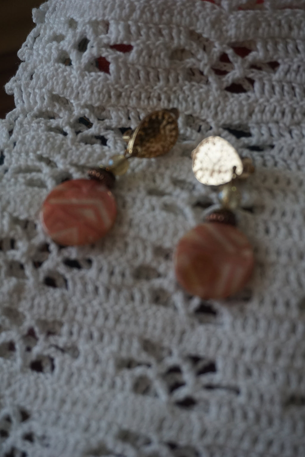 Vintage Pink Beaded Drop Earrings