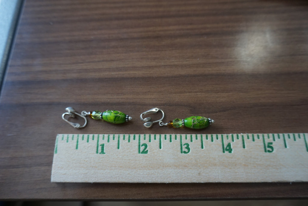 Green Beaded Earrings