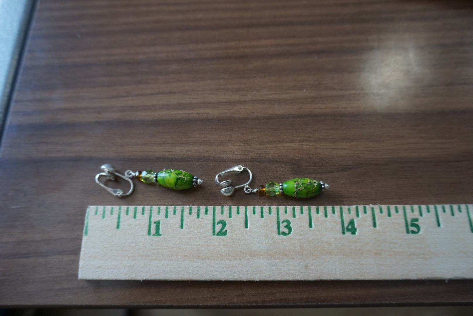 Green Beaded Earrings