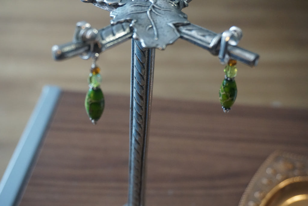 Green Beaded Earrings