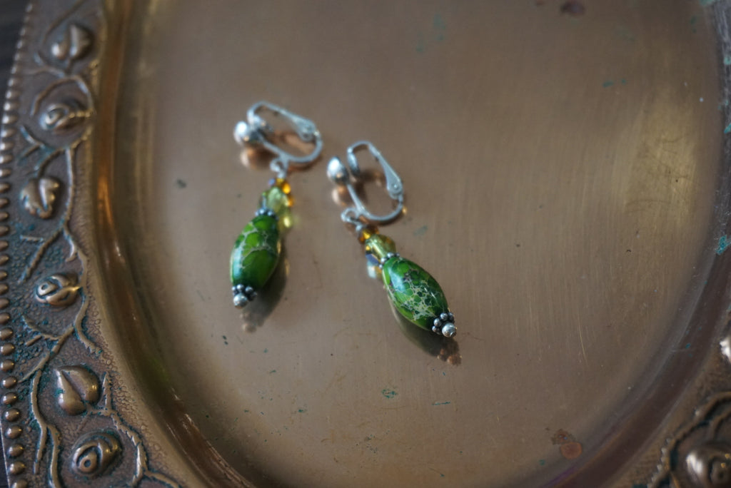Green Beaded Earrings